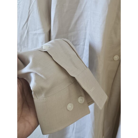 Michael Kords Men's  Slim Fit Dress Shirt Beige Formal  Size L - Picture 4 of 10